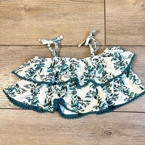 Kate Quinn Ruffle Sun Top Tank Top Layered 6-12M Bamboo Leaf Print